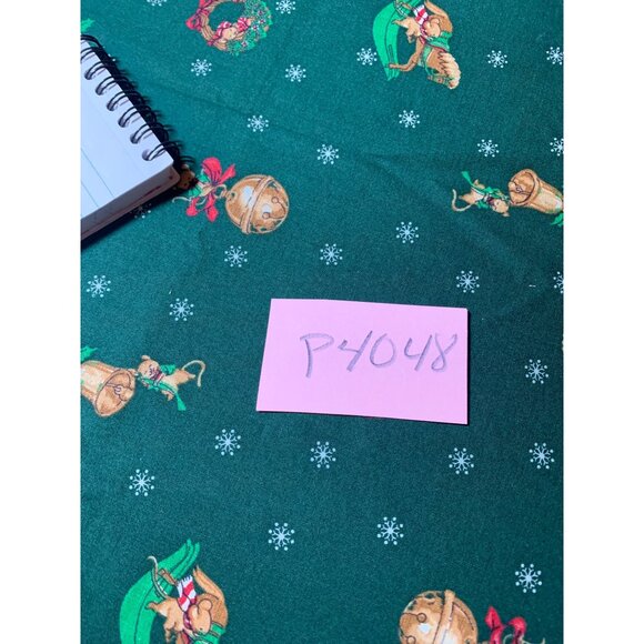 Vintage Wamsutta & Hallmark Christmas Fabric 1/2 Yard Green with Toys Snowflakes - Picture 6 of 6